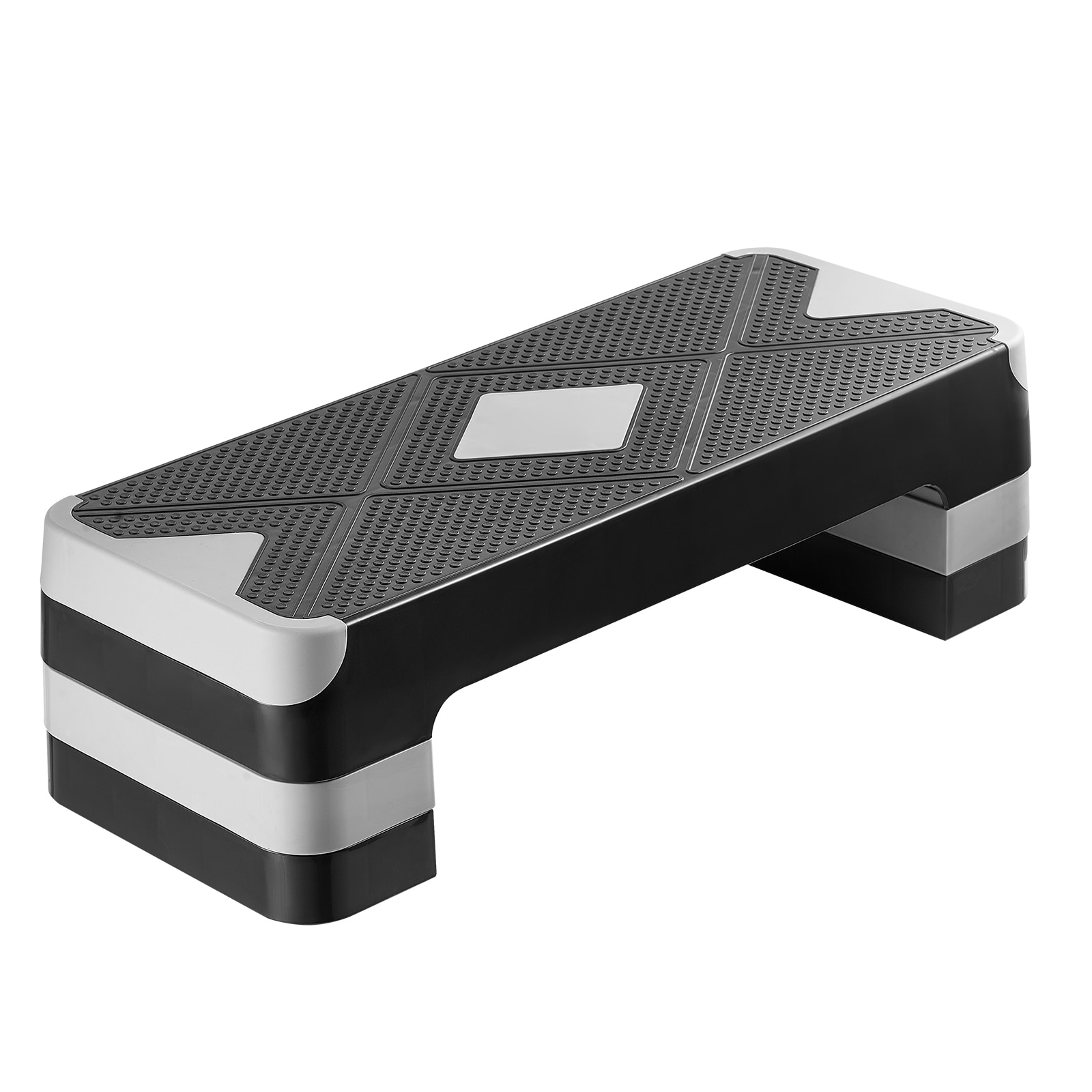 Aerobic Exercise Step Platform Height Adjustable Workout Stepper 4 Riser Gray_voghion.com